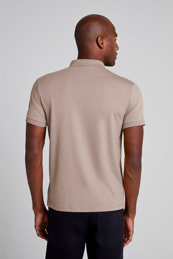 Camisa Polo Básica Malha Premium Slim Fit - Marrom