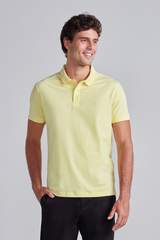 Polo Manga Curta Premium Malha Slim Fit - Amarelo Manteiga