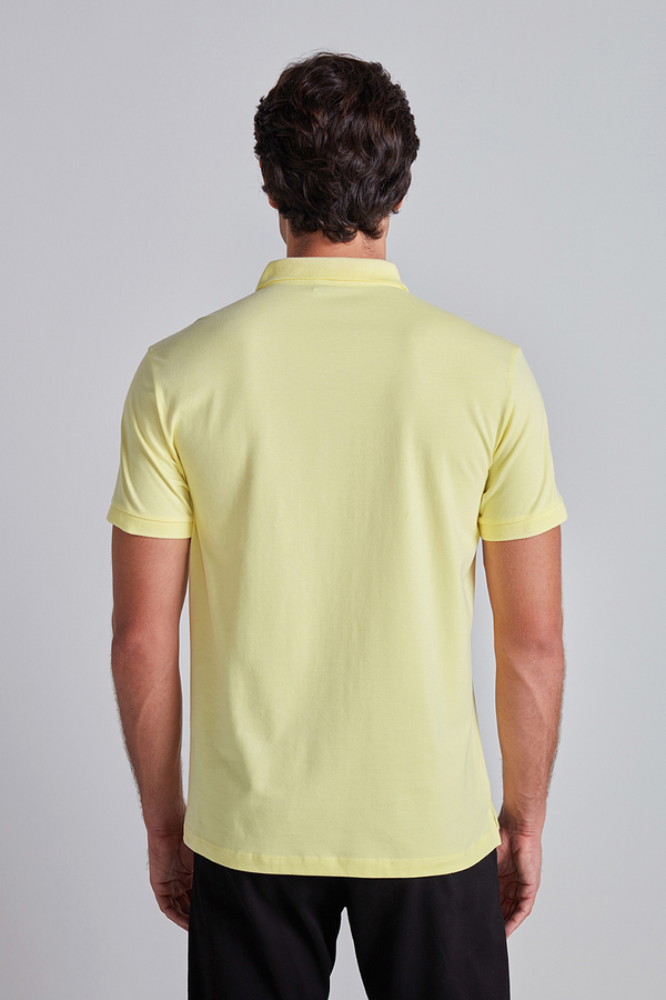 Polo Manga Curta Premium Malha Slim Fit - Amarelo Manteiga