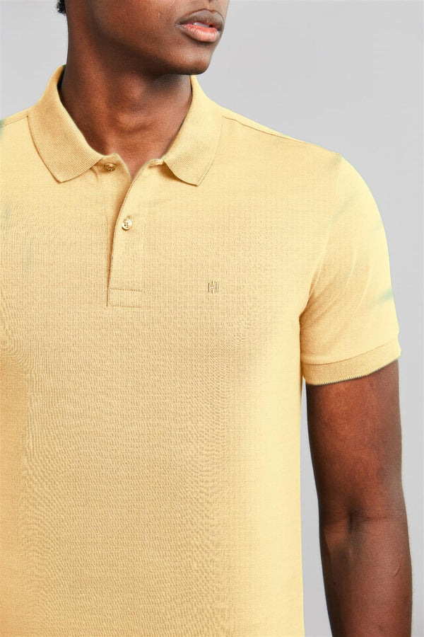 Polo Manga Curta Premium Malha Slim Fit - Amarelo