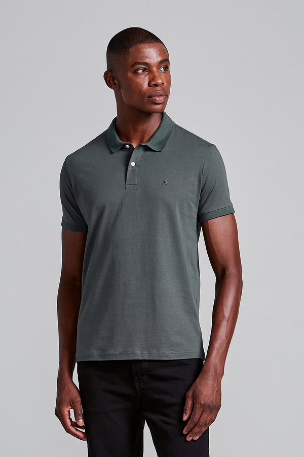 Polo Manga Curta Premium Malha Slim Fit - Cinza