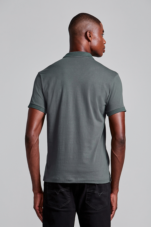 Polo Manga Curta Premium Malha Slim Fit - Cinza