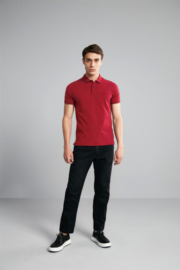 Camisa Polo Básica Malha Premium Slim Fit - Vermelho