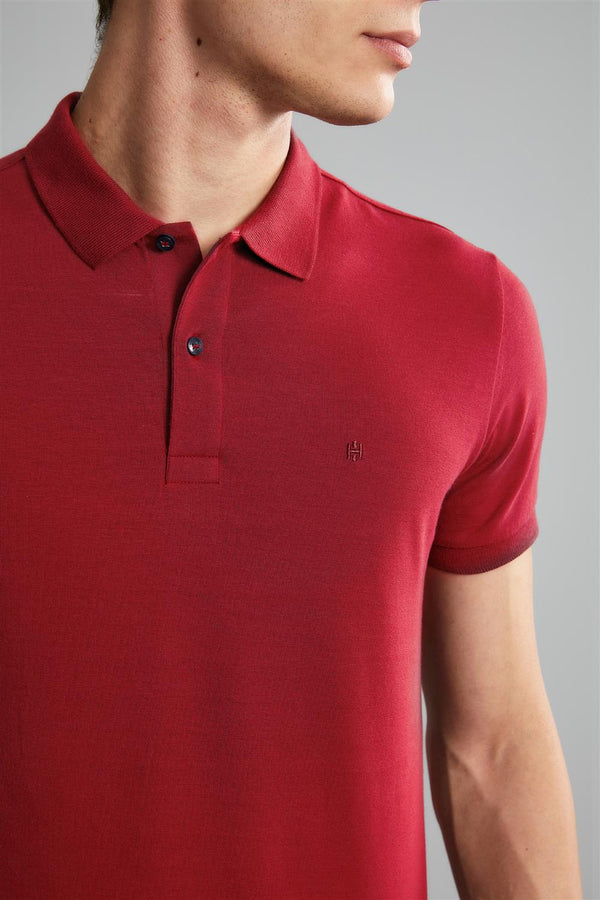 Polo Manga Curta Premium Malha Slim Fit - Vermelho