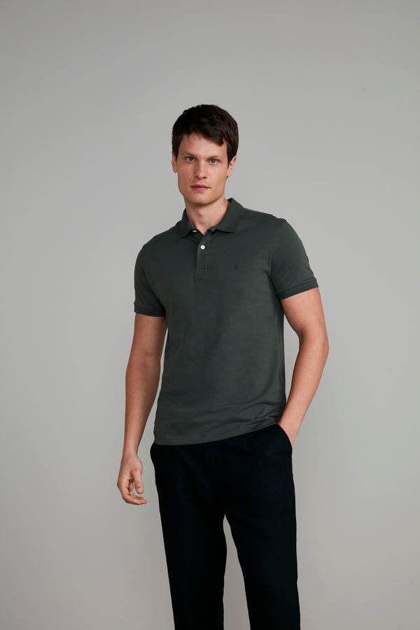 Polo Manga Curta Premium Malha Slim Fit - Verde