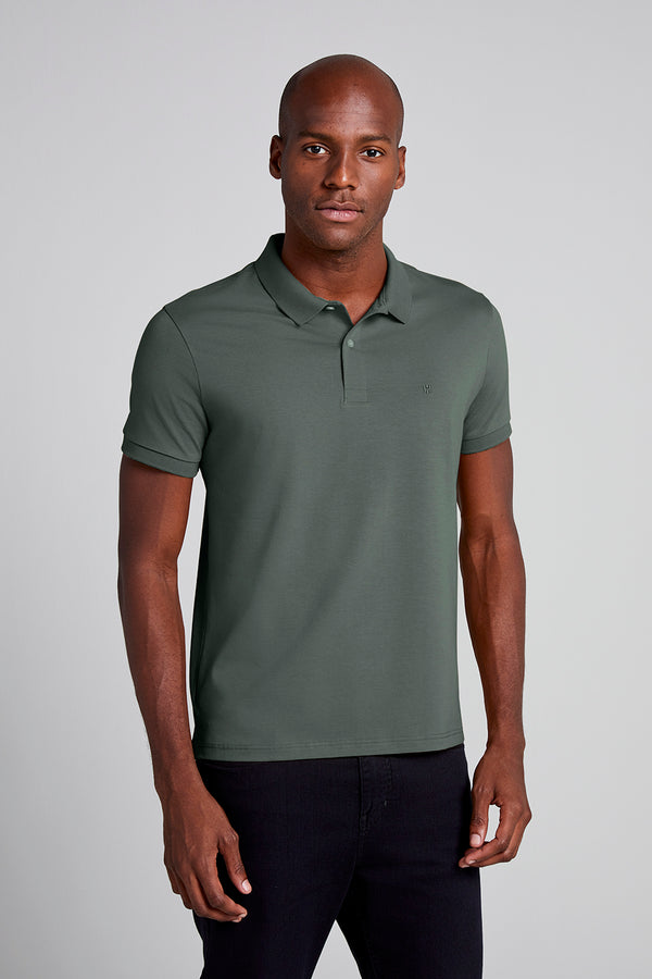 Camisa Polo Básica Malha Premium Slim Fit - Verde