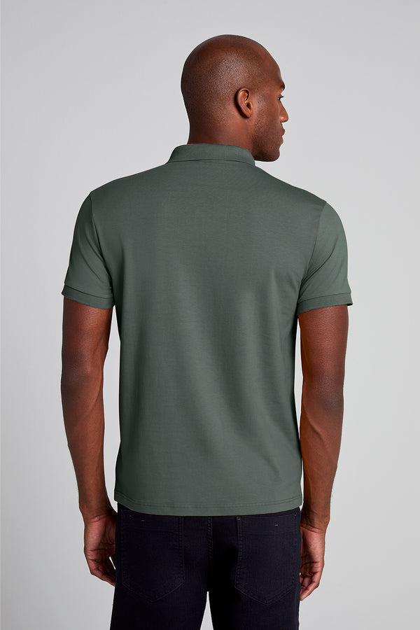 Camisa Polo Básica Malha Premium Slim Fit - Verde