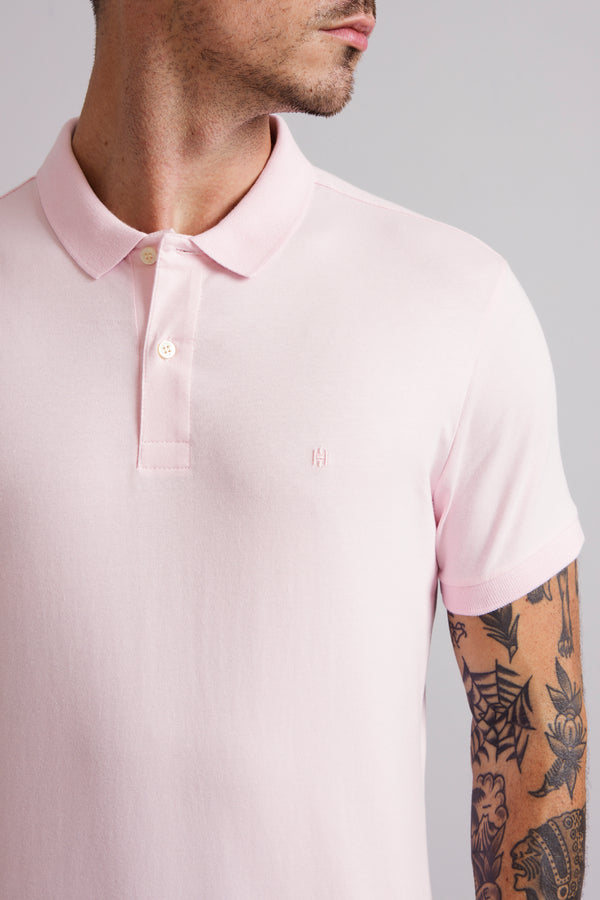 Polo Manga Curta Premium Malha Slim Fit - Rosa
