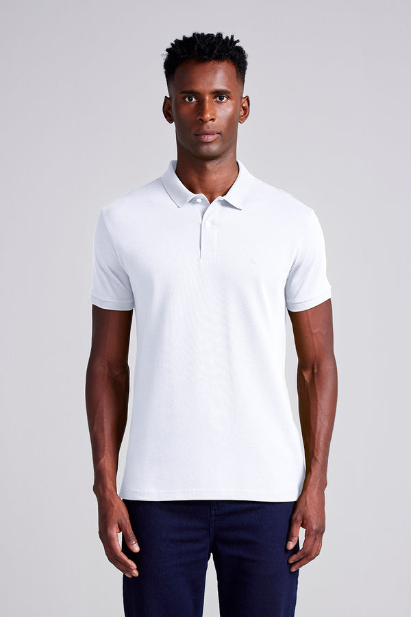 Camisa Polo Piquet Premium Slim Fit - Branco