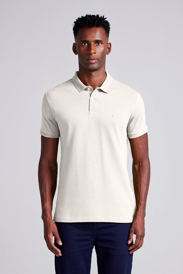 Camisa Polo Piquet Premium Slim Fit - Bege