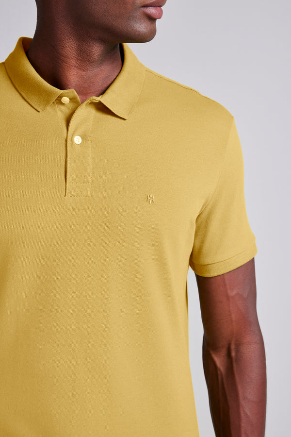 Camisa Polo Piquet Premium Slim Fit - Amarelo Mostarda