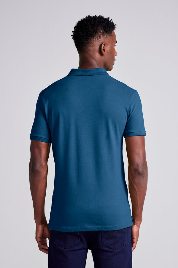 Camisa Polo Piquet Premium Slim Fit - Azul