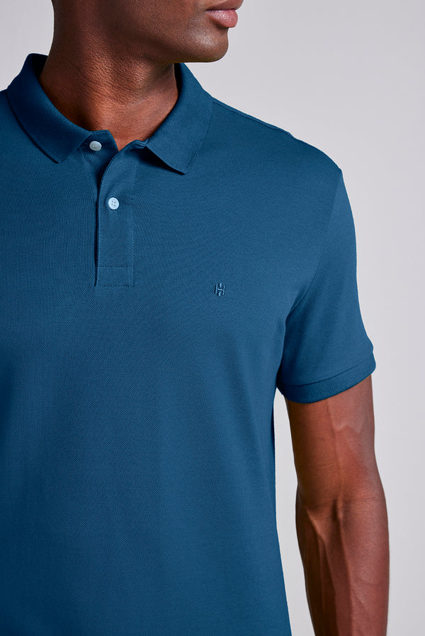 Camisa Polo Piquet Premium Slim Fit - Azul Noturno