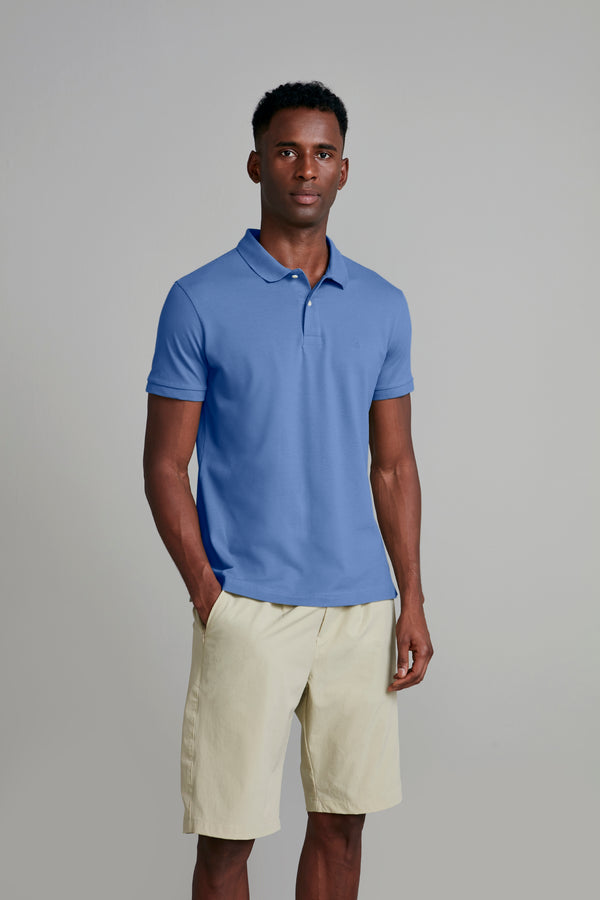Camisa Polo Piquet Premium Slim Fit - Azul