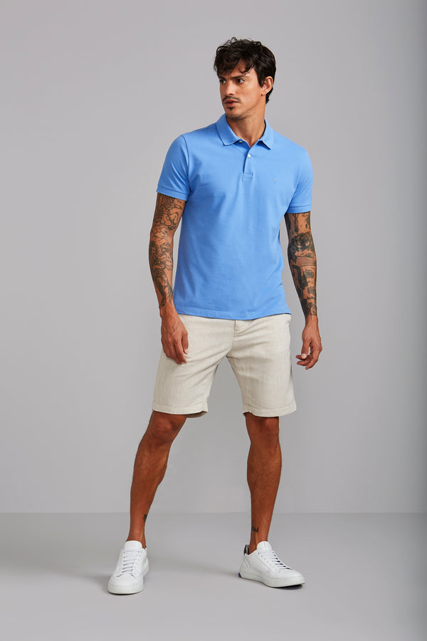 Camisa Polo Piquet Premium Slim Fit - Azul