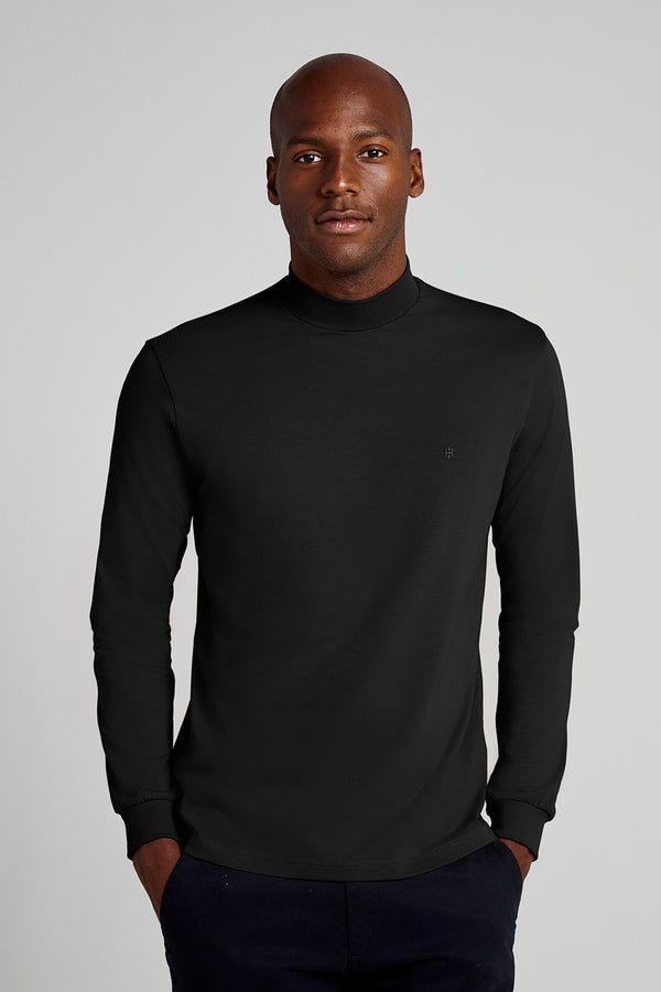 Camiseta Manga Longa Malha Slim Fit - Preto