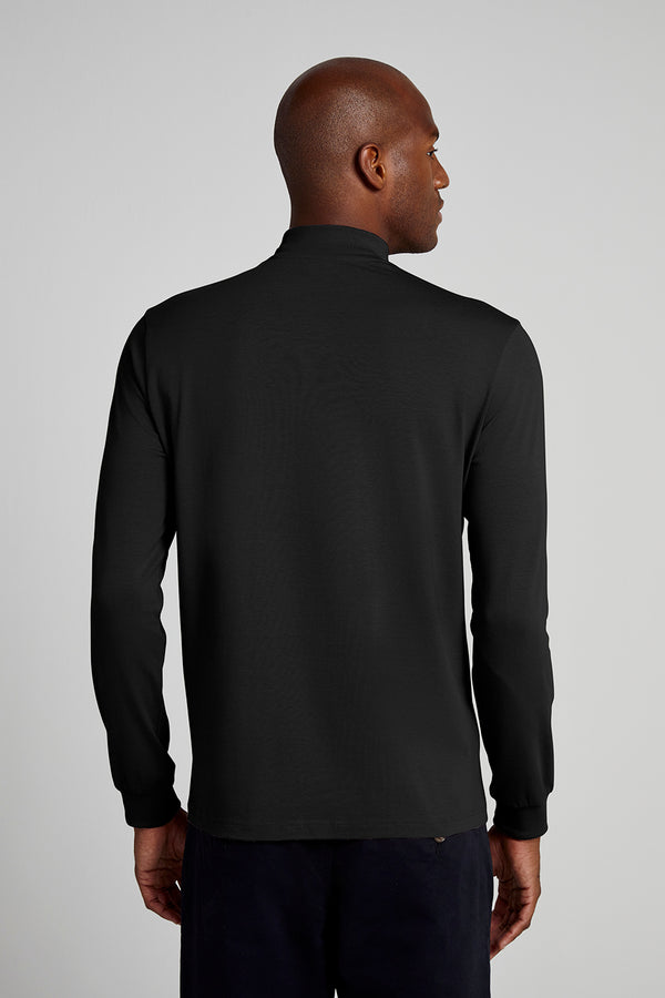 Camiseta Manga Longa Malha Slim Fit - Preto