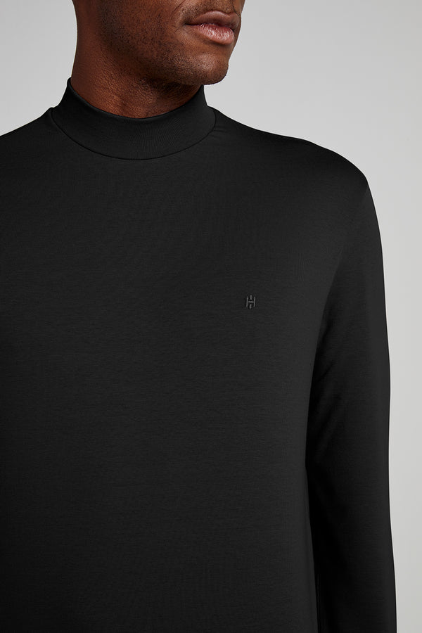 Camiseta Manga Longa Malha Slim Fit - Preto