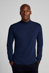 Camiseta Manga Longa Malha Slim Fit - Azul Marinho