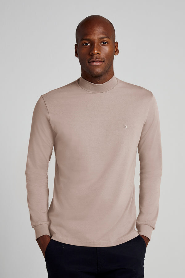 Camiseta Manga Longa Malha Slim Fit - Marrom