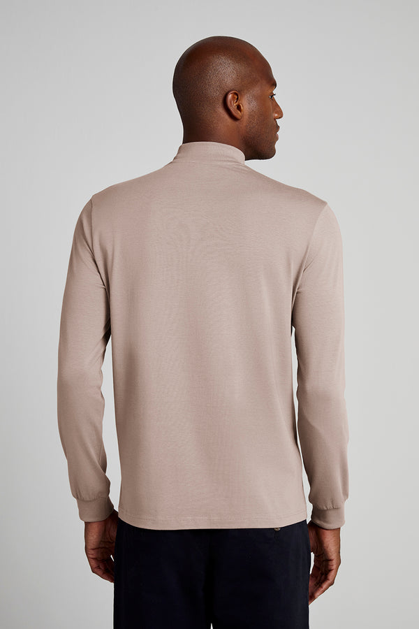 Camiseta Manga Longa Malha Slim Fit - Marrom