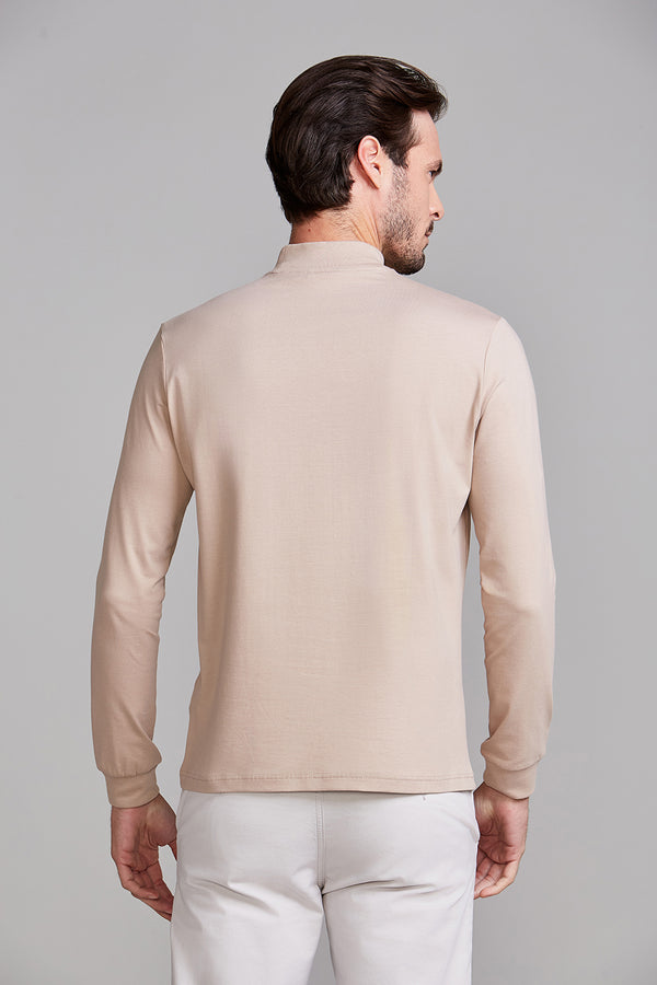 Camiseta Manga Longa Malha Slim Fit - Marrom