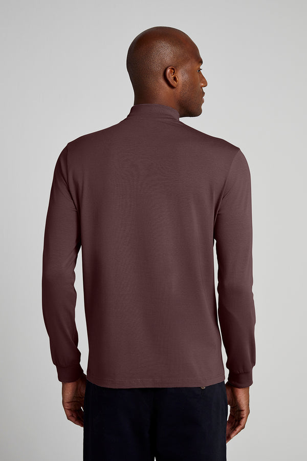 Camiseta Manga Longa Malha Slim Fit - Marrom
