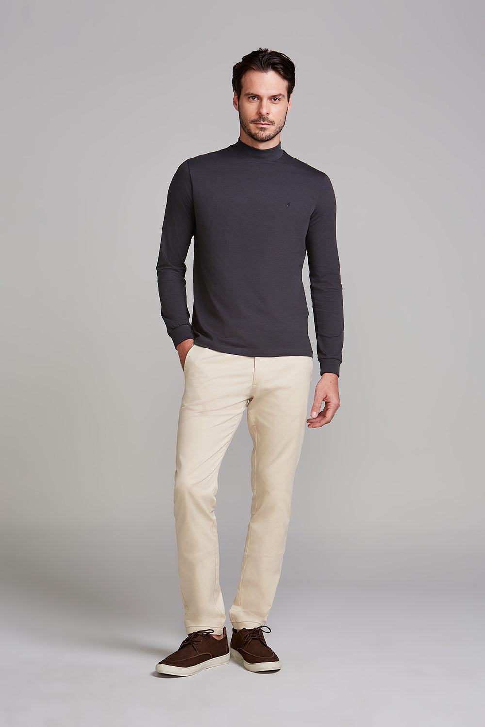 Camiseta Manga Longa Malha Slim Fit