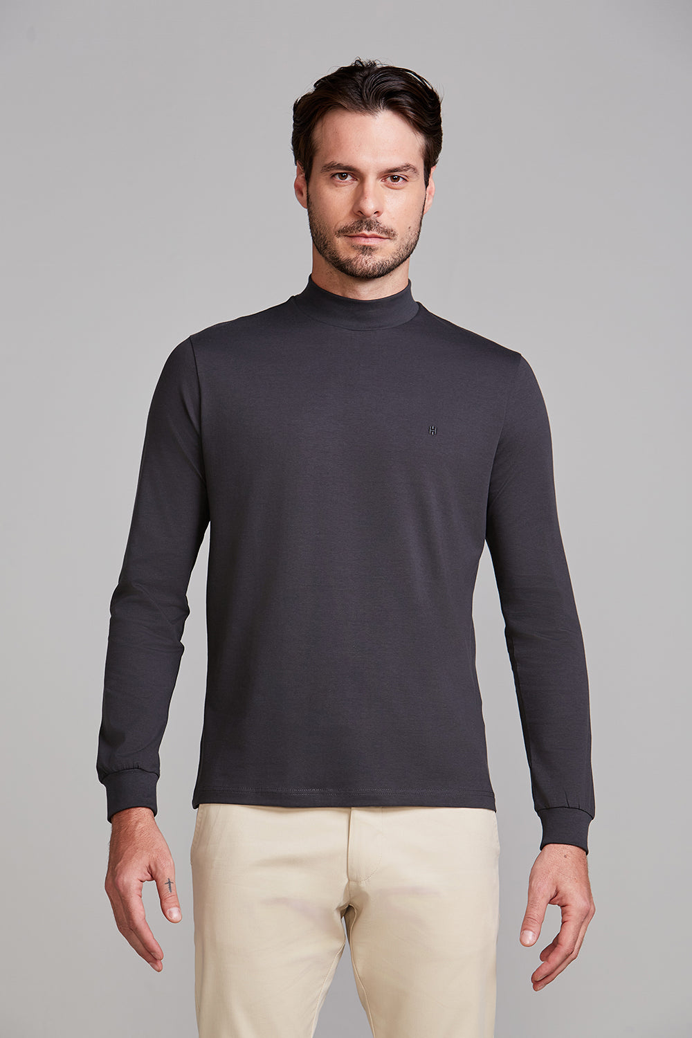 Camiseta Manga Longa Malha Slim Fit