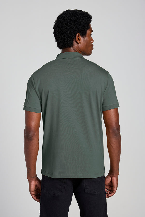 Camisa Polo com Zíper Malha Slim - Verde