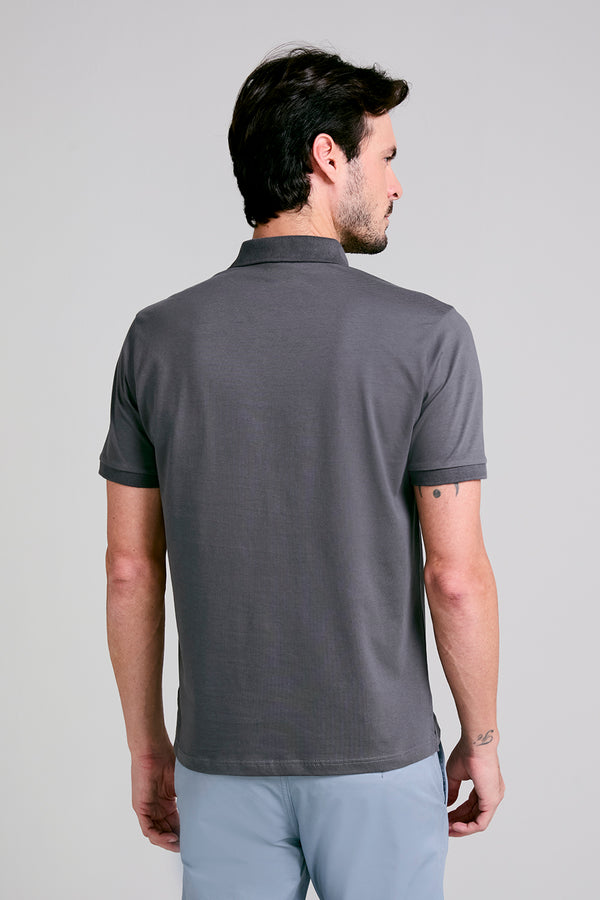 Camisa Polo Básica Supreme Cotton Comfort - Cinza